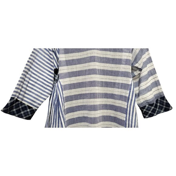 INJIRI Amber Dress Striped Patchwork Plaid Midi - Picture 12 of 17